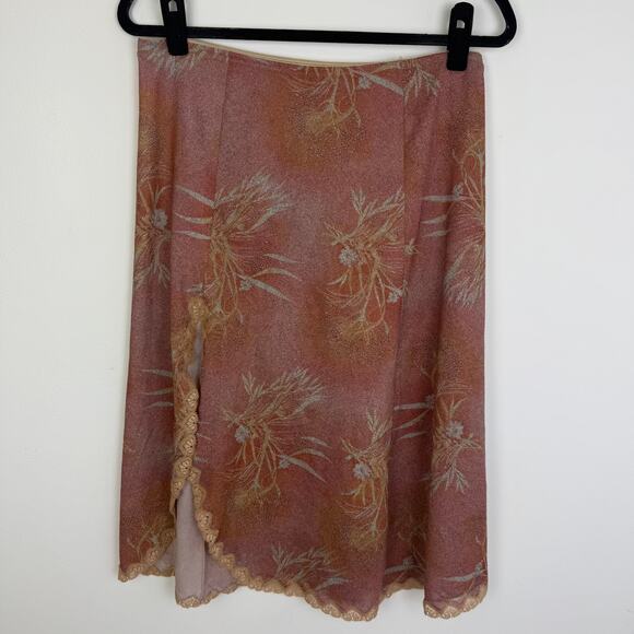 Vintage Studio Collection Womens Palm Branch Mauve Knee Length Skirt Small 10-12 - Picture 1 of 9